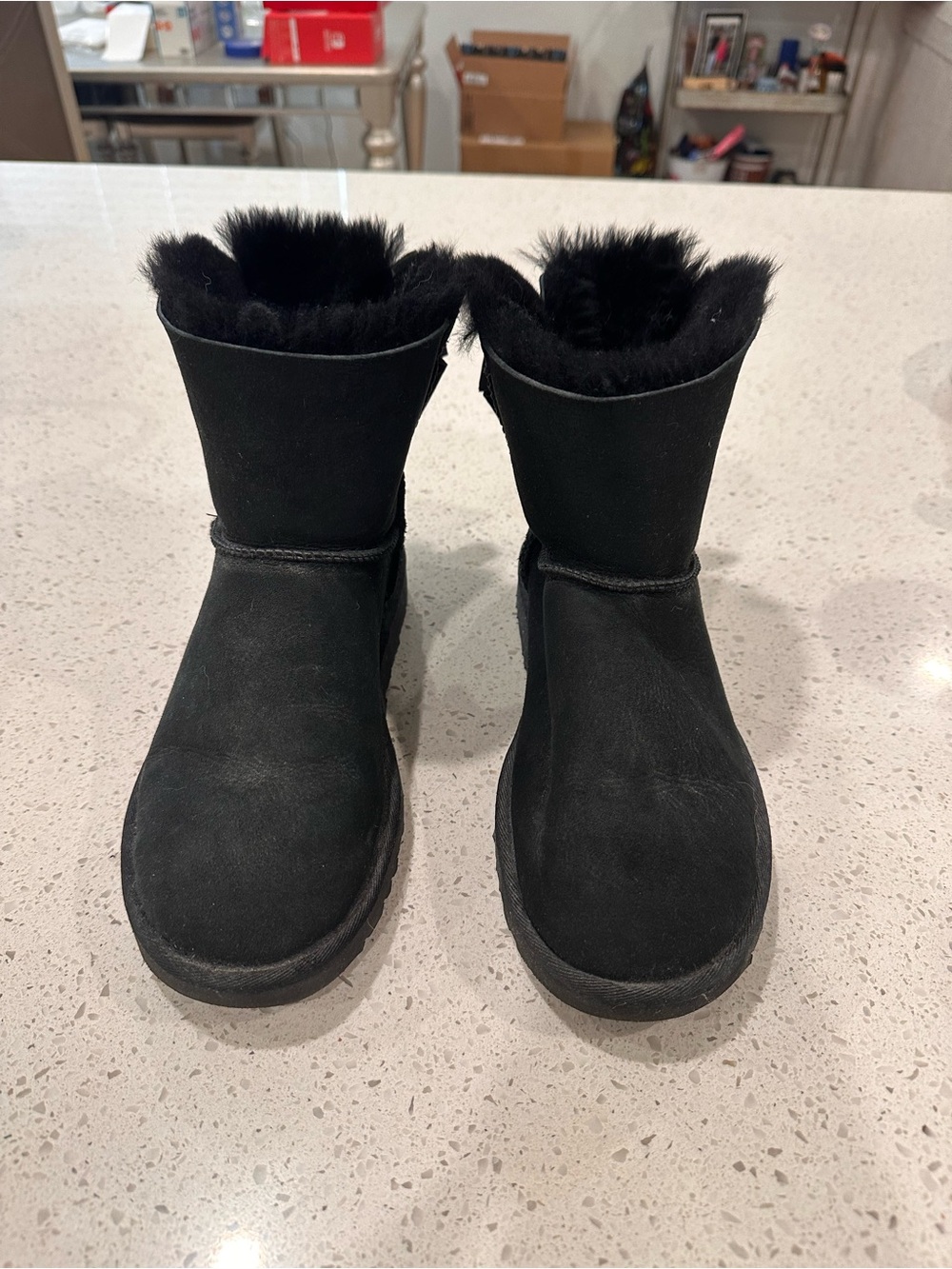UGG Classic Short Black Suede Fur-Lined Winter Boots